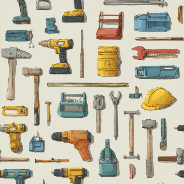 Tools and Equipment Seamless Pattern Illustration