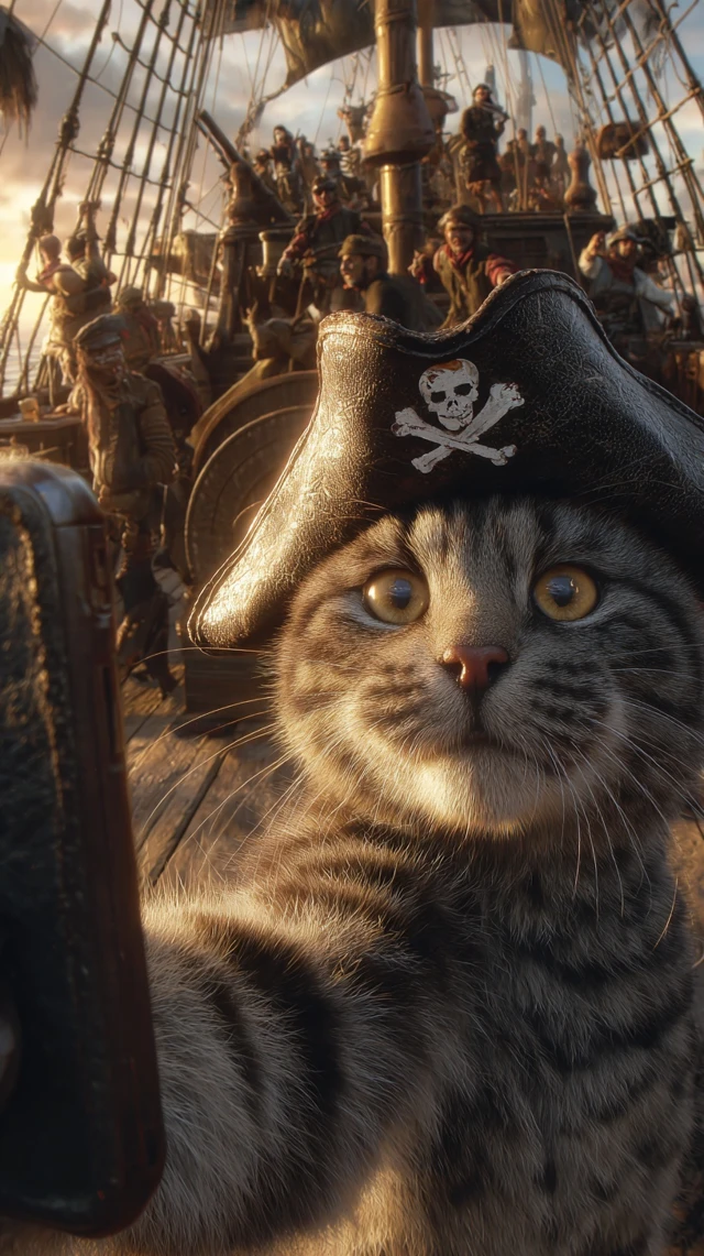 Pirate Cat Selfie Adventure on the High Seas
