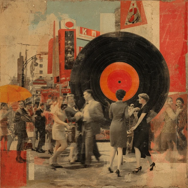 Vintage Jazz Bossa Art Vinyl Record Collage