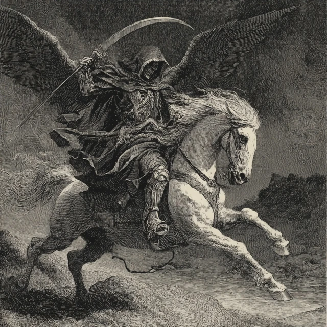 Grim Reaper on Horseback Gustave Dore Style