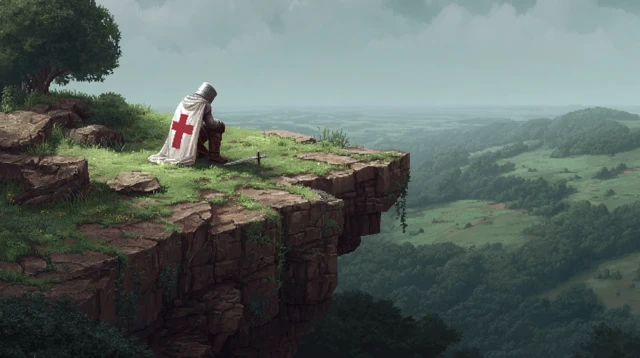Weary Templar Knight Pixel Art Illustration