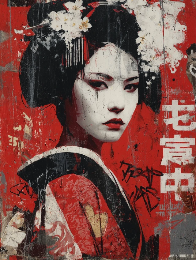 Edgy Geisha Modern Art Painting