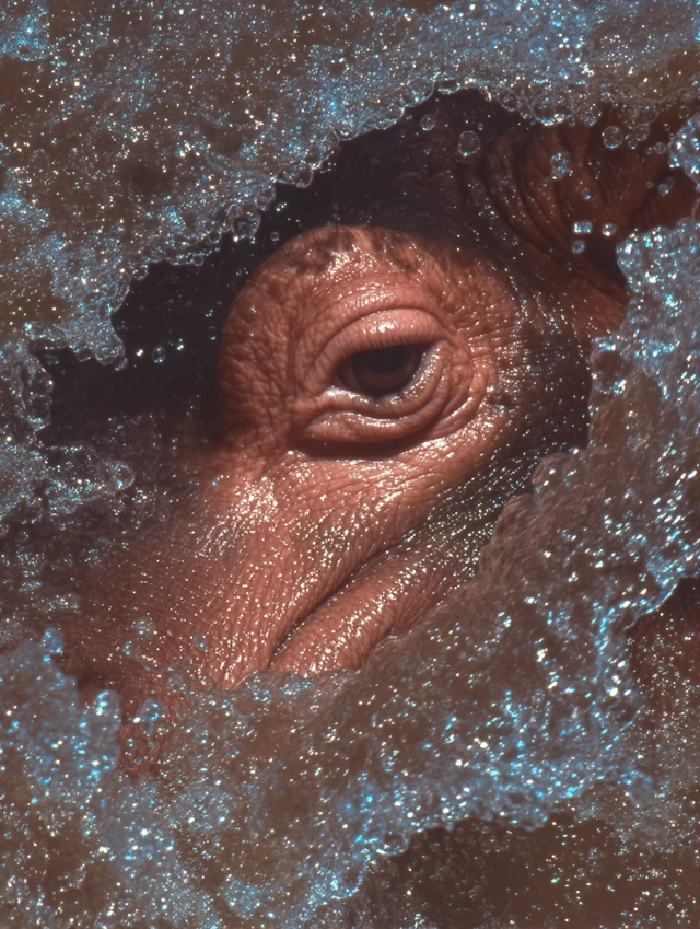 Hippo Eye Close Up Amazing Water Detail