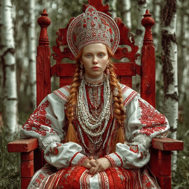 Hyperrealistic Slavic Woman in Traditional Costume