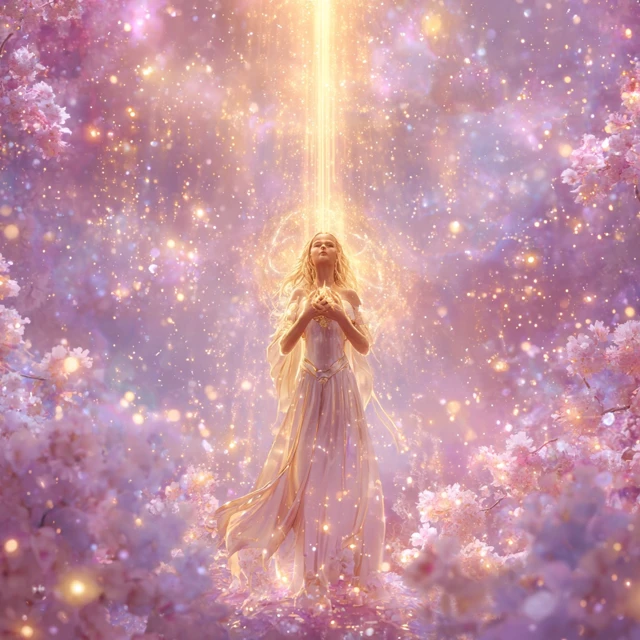 Divine Goddess in Glowing Light Spiritual Art