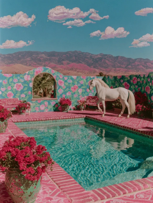Dreamlike Vaporwave Landscape Arizona Night