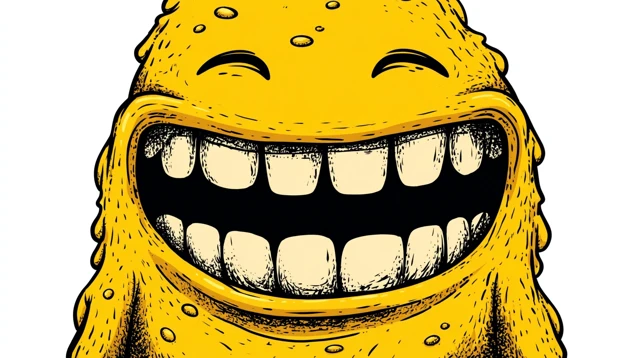 Happy Yellow Monster Cartoon Illustration