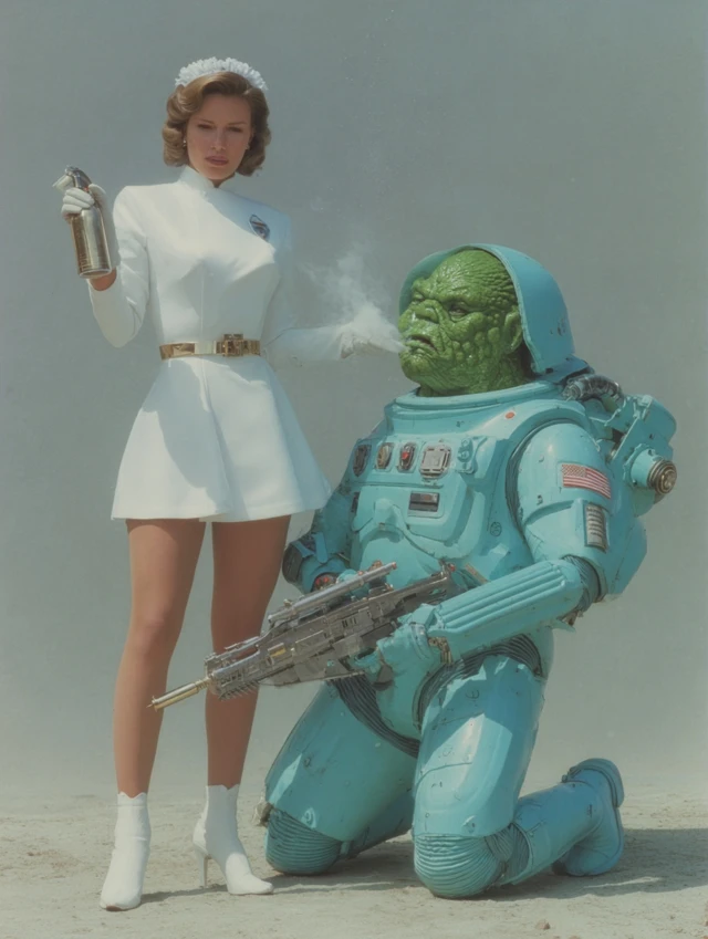 Retro Futuristic Housemaid vs Mutant SciFi