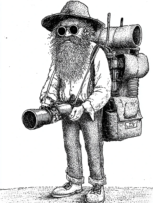 Post Apocalyptic Scavenger Stippled Ink Drawing