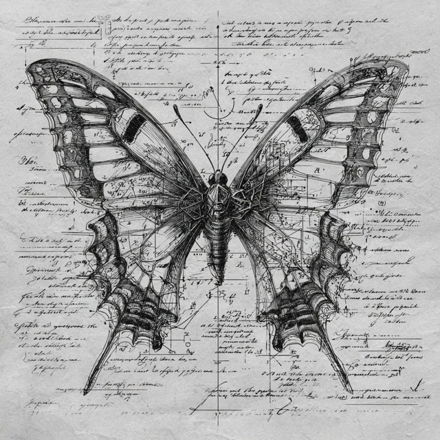 Butterfly Blueprint Medieval Fantasy Logo