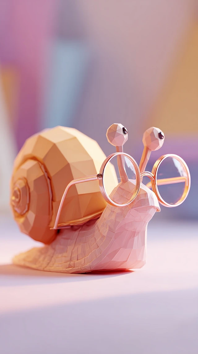 Low Poly Snail with Glasses 3D Render