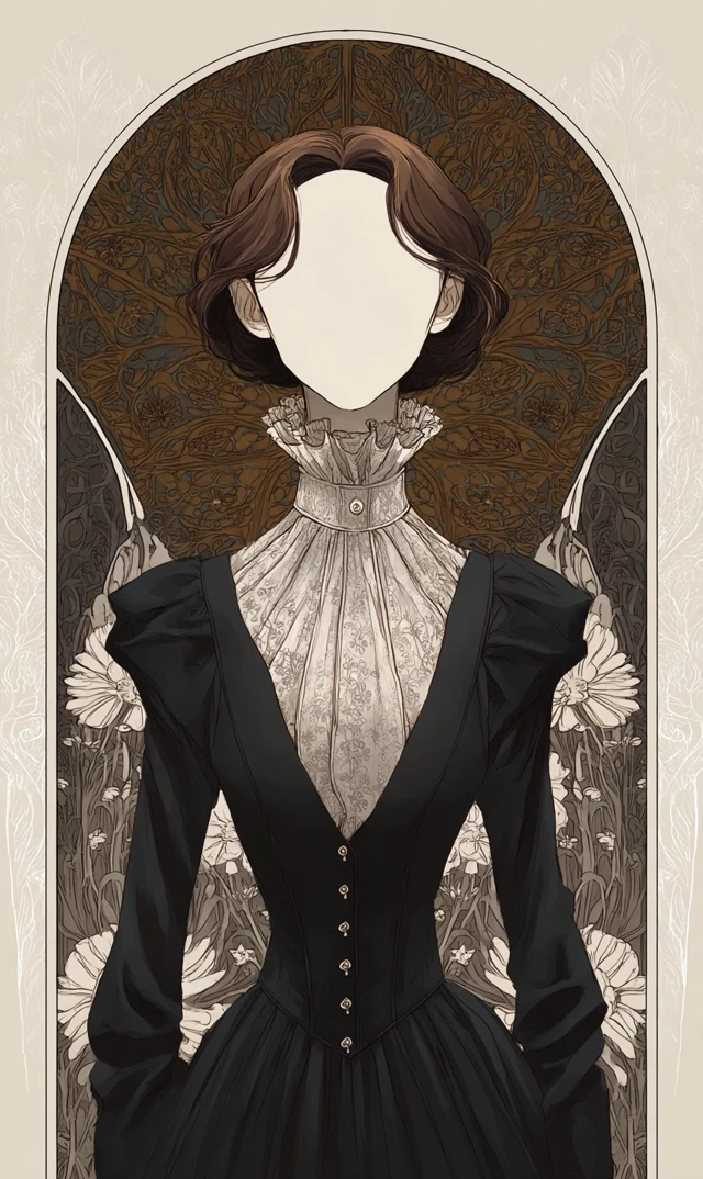 Art Nouveau Victorian Lady Faceless Artwork