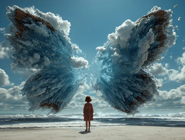 Dreamscape Girl with Cloud Wings Magical Realism