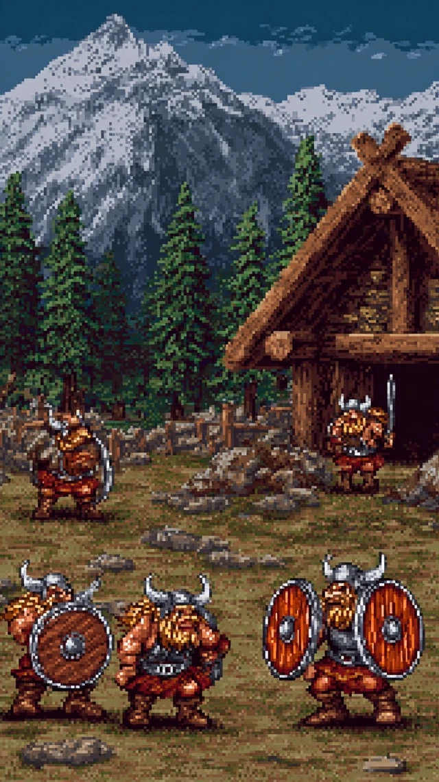 Viking Battle Scene SNES Screenshot