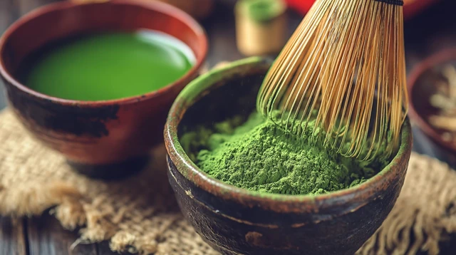 Matcha Tea Preparation Illustration