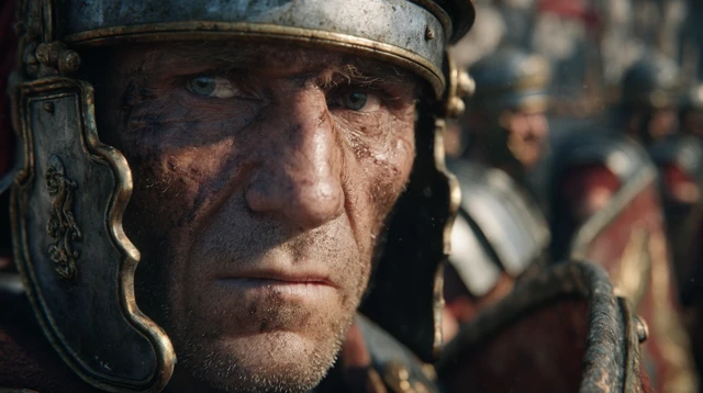 Photorealistic Portrait of a Veteran Roman Legionary
