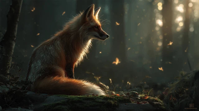 Majestic Fox in Mystical Forest at Twilight
