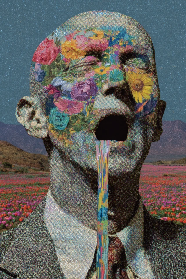 Surreal Simulation Art Colorful Face Illusion