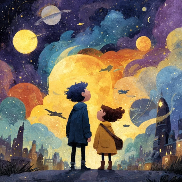 Children Dream Big Space Illustration