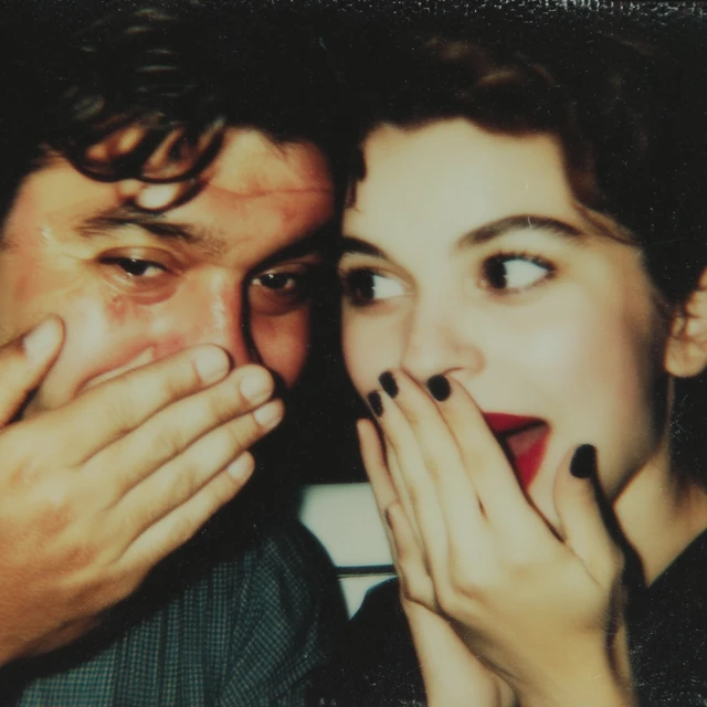 Vintage Photo Couple Having Fun 1980s