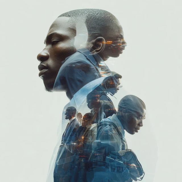 Double Exposure Portrait African Business Man
