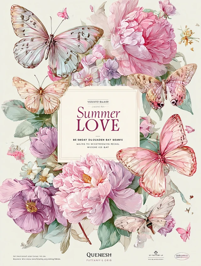Summer Love Butterfly Floral Art Print