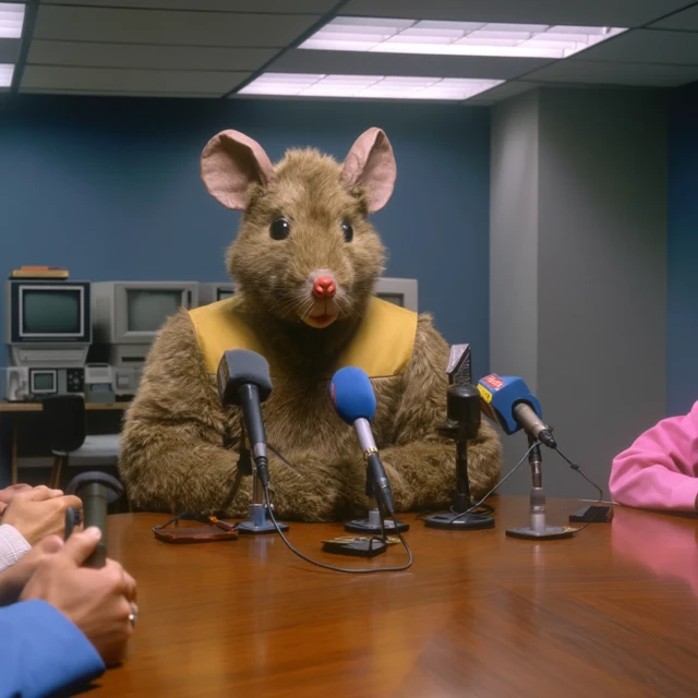 Rat in Corporate Meeting Surreal Press Conference