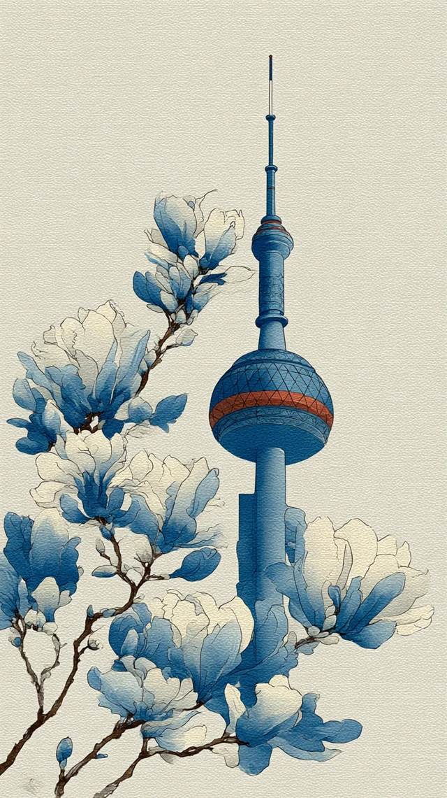Shanghai Oriental Pearl Tower Magnolia Art
