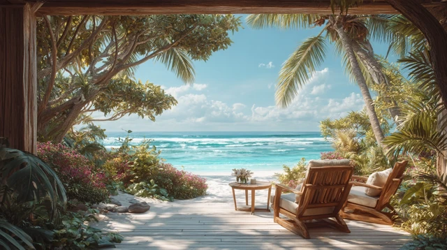 Beachfront Cabana Relaxing Seaside View