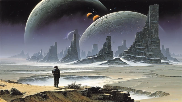Astronaut on Alien World Cosmic Painting
