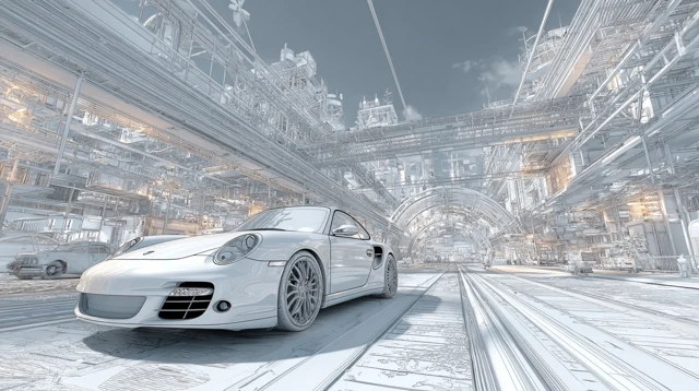 3D Car Wallpaper Futuristic Cityscape