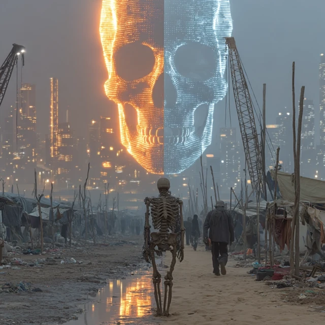 Futuristic City Contrast NEOM Megacity Cyberpunk Scene