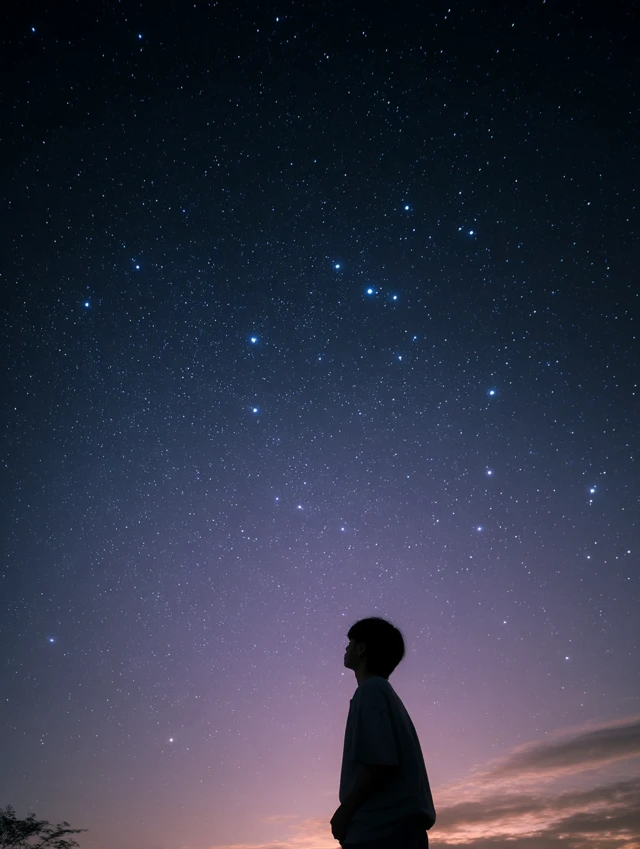 Youth Gazing at the Stars Minimalist Photography