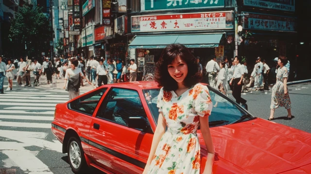 1980s Tokyo Street Scene Honda Integra Woman