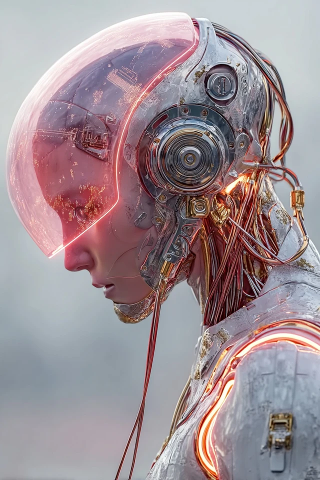 Cyberpunk Cyborg Face Ultra Realistic Detail