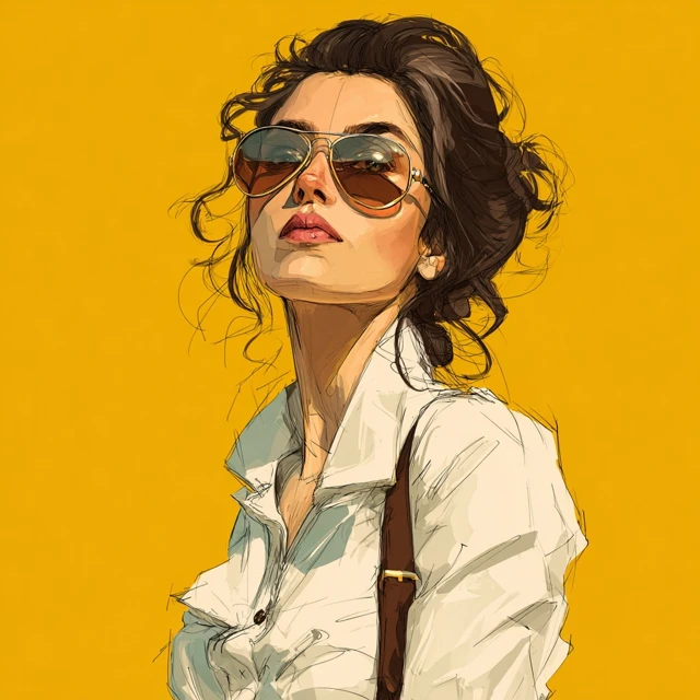 Woman with Aviator Shades Illustrative Portrait