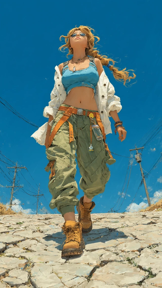 Girl Walking Down Road Aesthetic Artwork