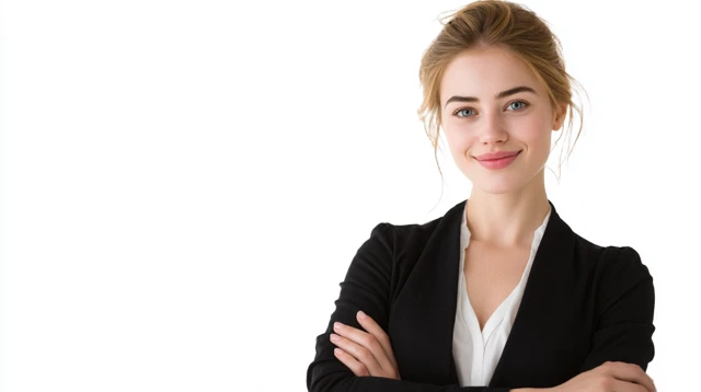 Confident Businesswoman Portrait White Background