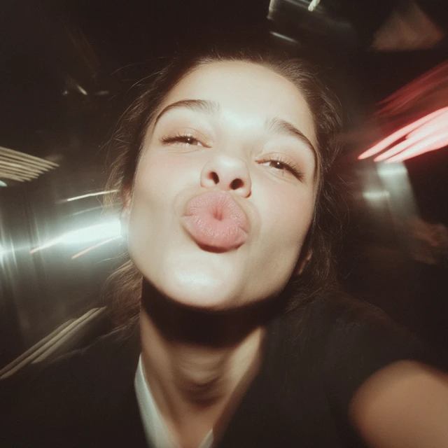 Intimate Selfie of a Beautiful Woman in a Nightclub