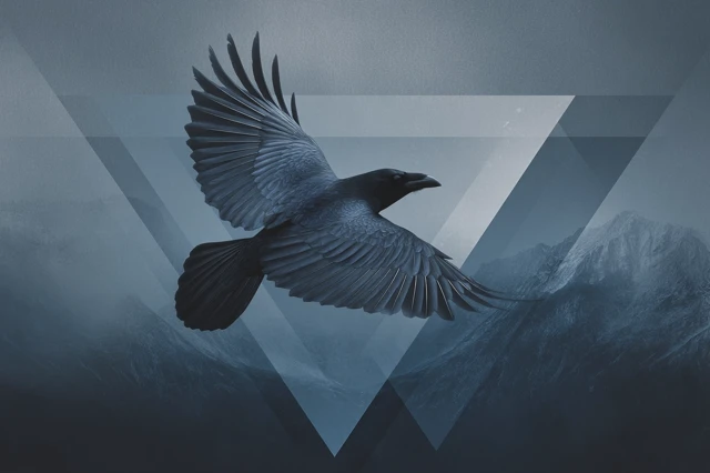 Raven Soaring High Abstract Art