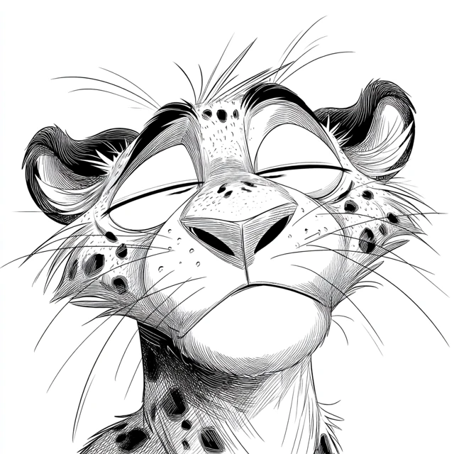 Cartoon Leopard Portrait Sketch Lineart