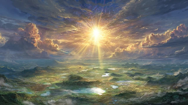 Panoramic Nigerian Landscape and Luminous Sky Art