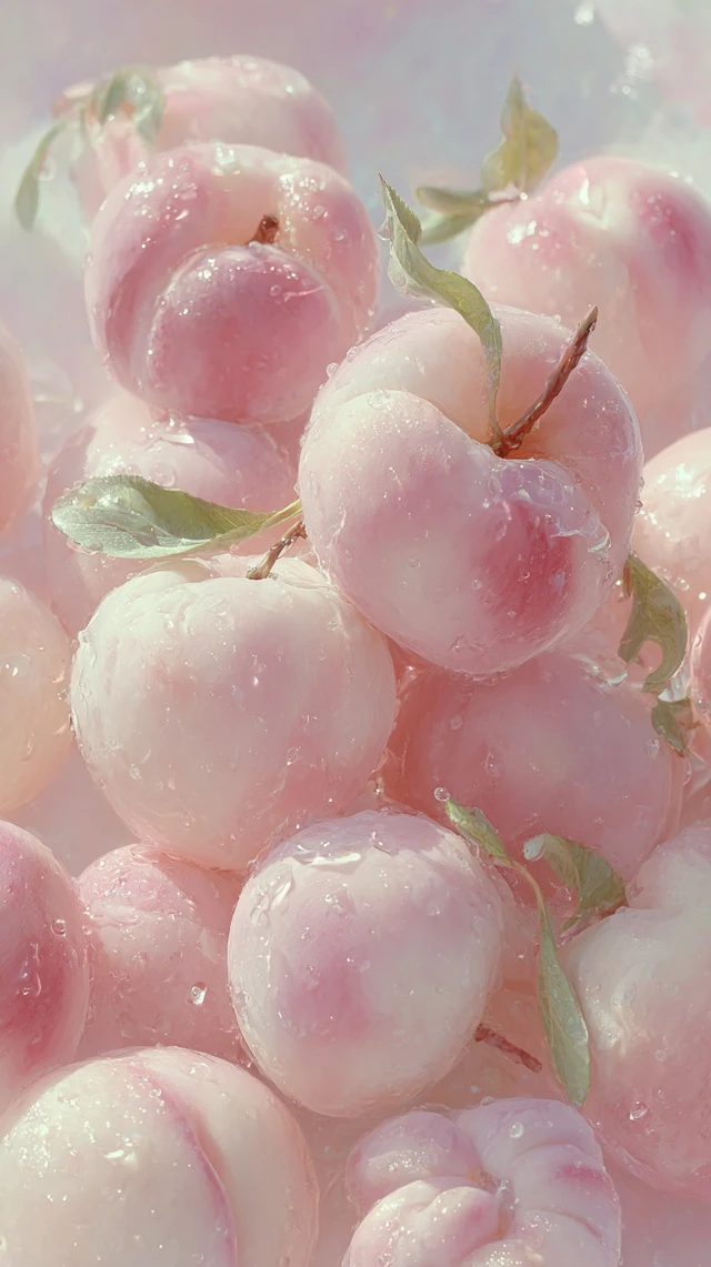 Pink Peaches Close Up Dreamy Fruit Photography