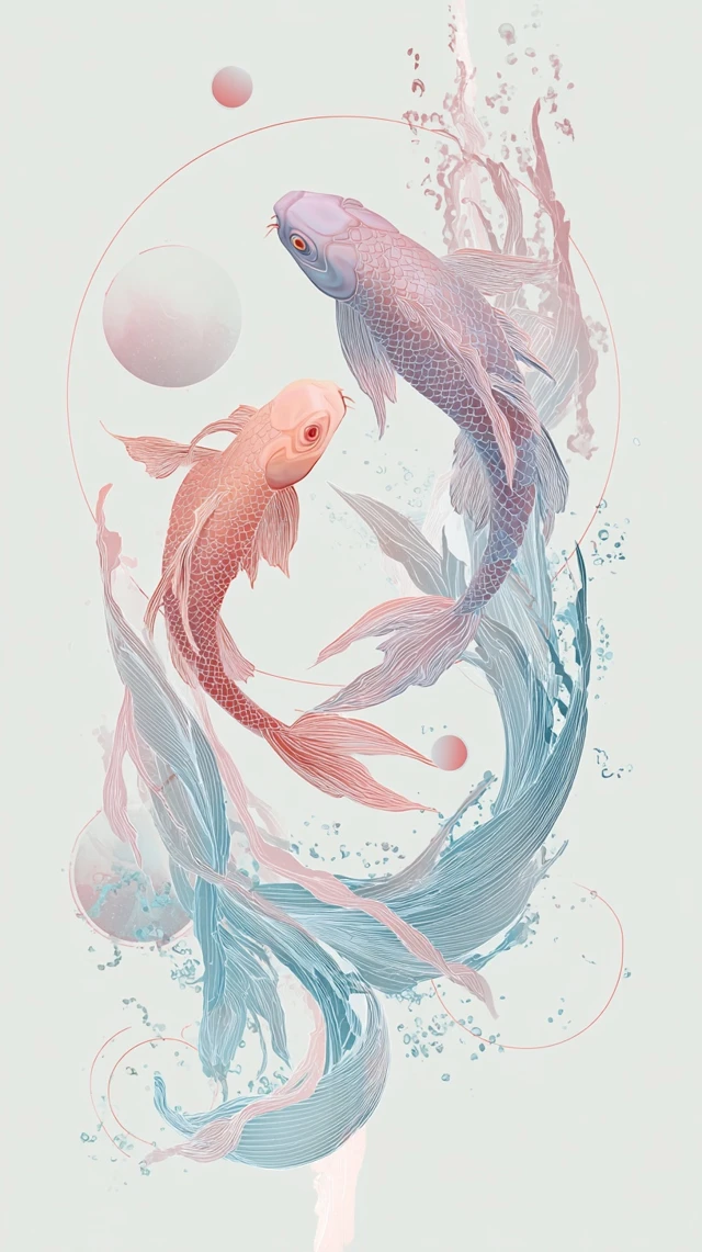 Pisces Zodiac Art Dreamlike Illustration Wall Decor