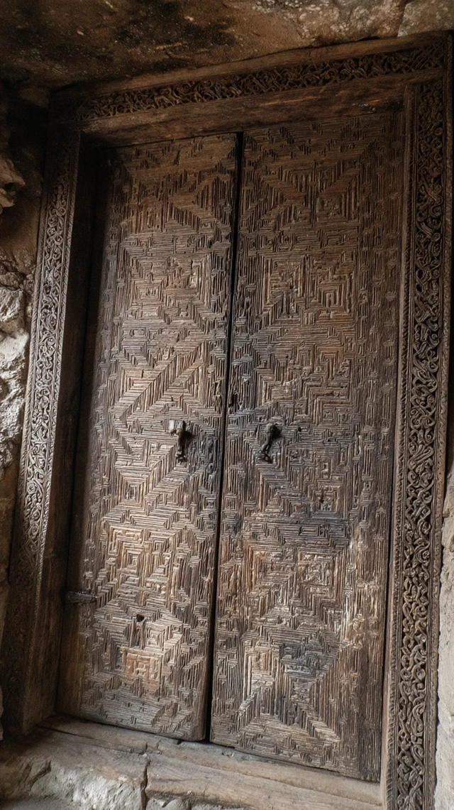 Intricately Carved Wooden Door Design
