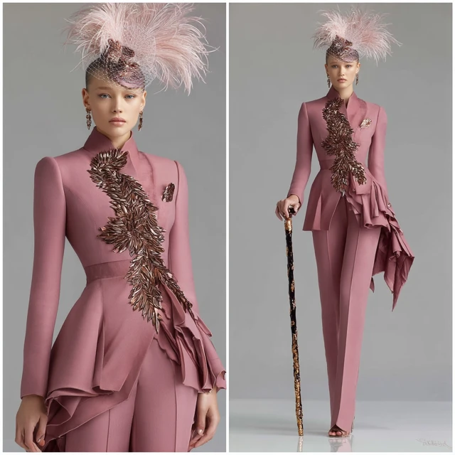 Dusty Rose Blazer and Trousers Fashion
