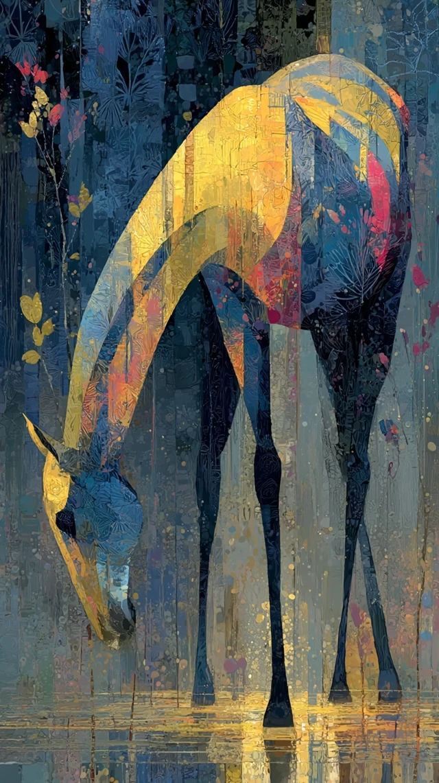 Dreamscape Horse Art: Folkloric Patterns and Expressionist Style