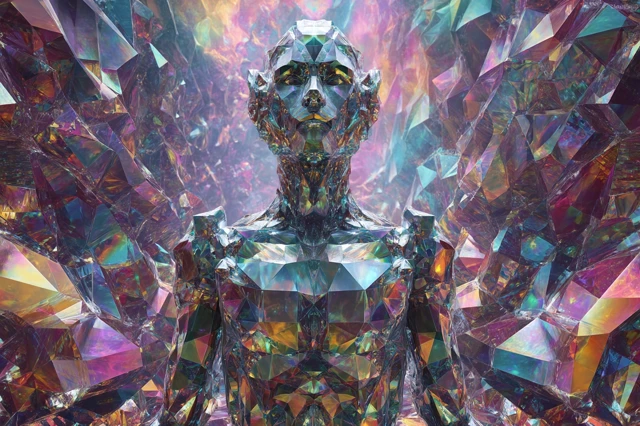 Fractal Glass Being in Alien World Artwork