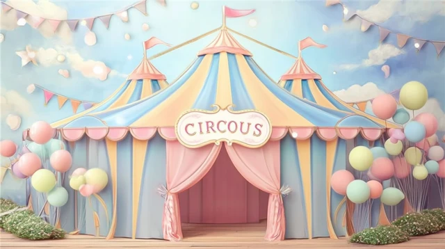 Circus Backdrop Pastel Colors Baby Boy Birthday