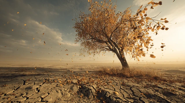 Solitary Tree in Autumn Photorealistic Landscape